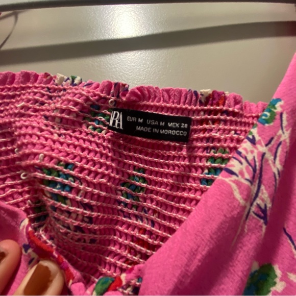 Zara Floral Pink Puff Sleeve Top - Picture 2 of 3